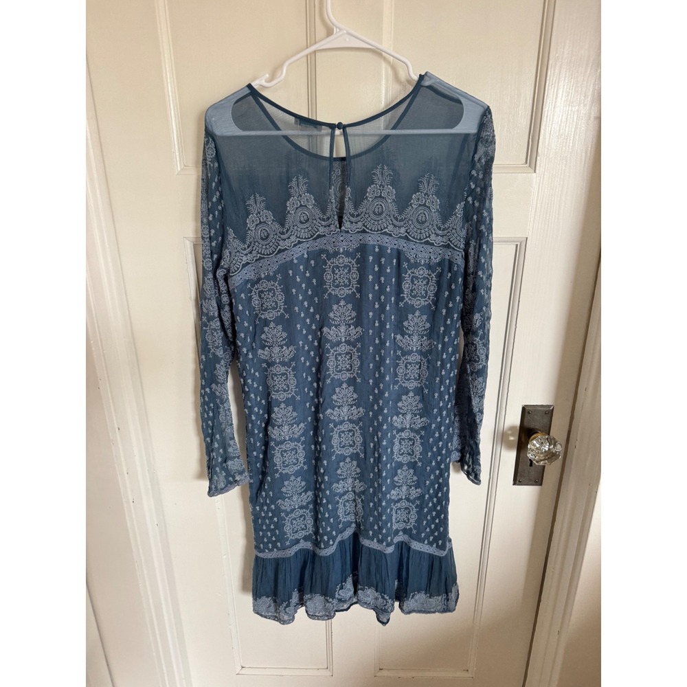 Sundance blue lace‎ embroidered long sleeve dress size medium - Picture 7 of 9